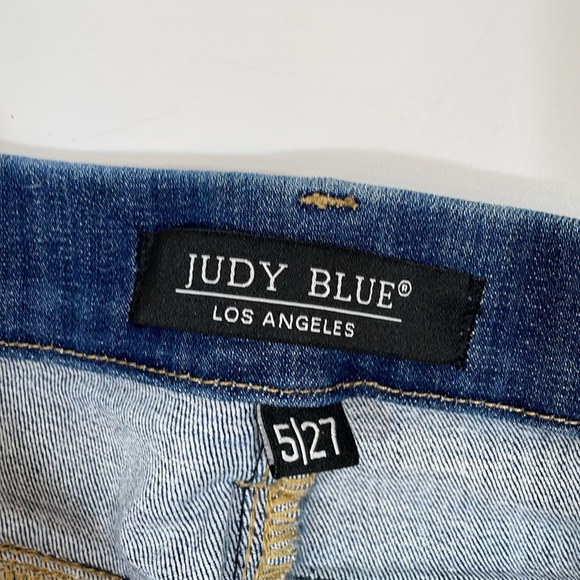 Judy Blue Pull-on Jeans Skinny Size 5 27 Destructed EUC - Picture 6 of 12
